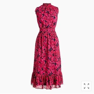 J Crew Sleeveless Smocked-neck Midi Dress Size 6